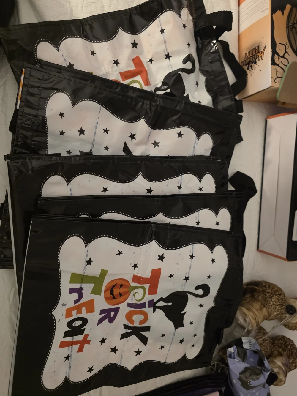 6 Halloween 'Trick or Treat' Reusable Party Bag - Black